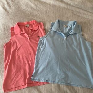 J. Crew Sleeveless Polos - Coral and Light Blue